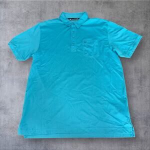 Travis Mathew Mens XL Teal Blue Casual Golf Preppy Polo Pima Cotton Shirt